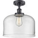 Ballston X-Large Bell LED 8 inch Matte Black Semi-Flush Mount Ceiling Light in Clear Glass, Ballston