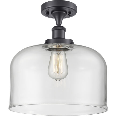 Ballston X-Large Bell LED 8 inch Matte Black Semi-Flush Mount Ceiling Light in Clear Glass, Ballston