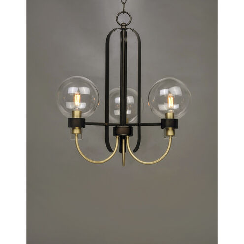 Bauhaus 3 Light 20 inch Bronze/Satin Brass Mini Chandelier Ceiling Light