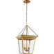Chapman & Myers Cornice 4 Light 14.5 inch Hand-Rubbed Antique Brass Lantern Pendant Ceiling Light, Small