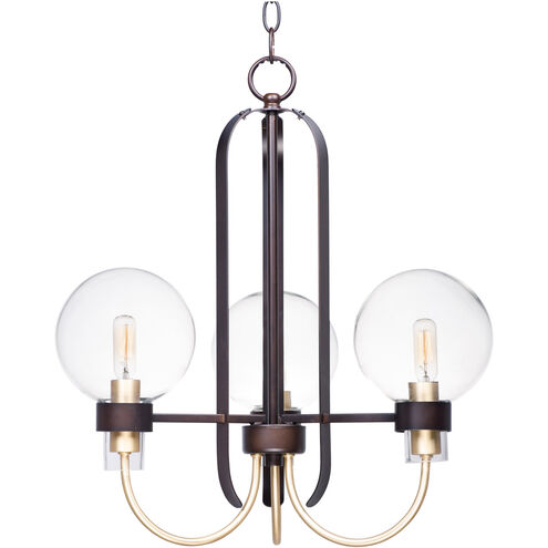 Bauhaus 3 Light 20 inch Bronze/Satin Brass Mini Chandelier Ceiling Light