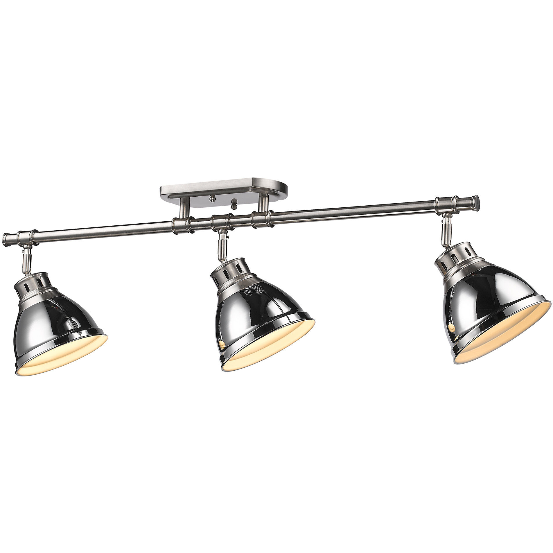 Yep Duncan 3 Light 35.38 inch Pewter Semi-Flush Mount Ceiling Light in Chrome, Damp