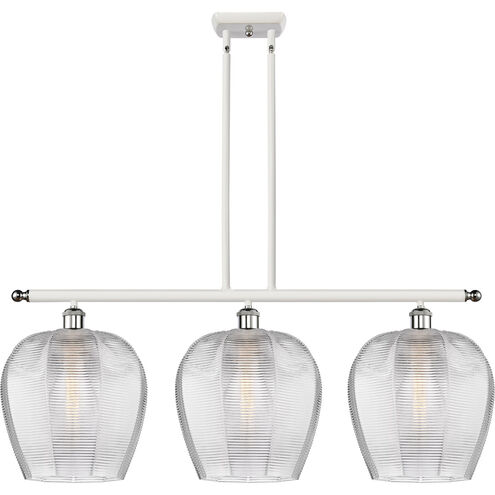 Ballston Norfolk 3 Light 38 inch White and Polished Chrome Island Light Ceiling Light in Clear Glass