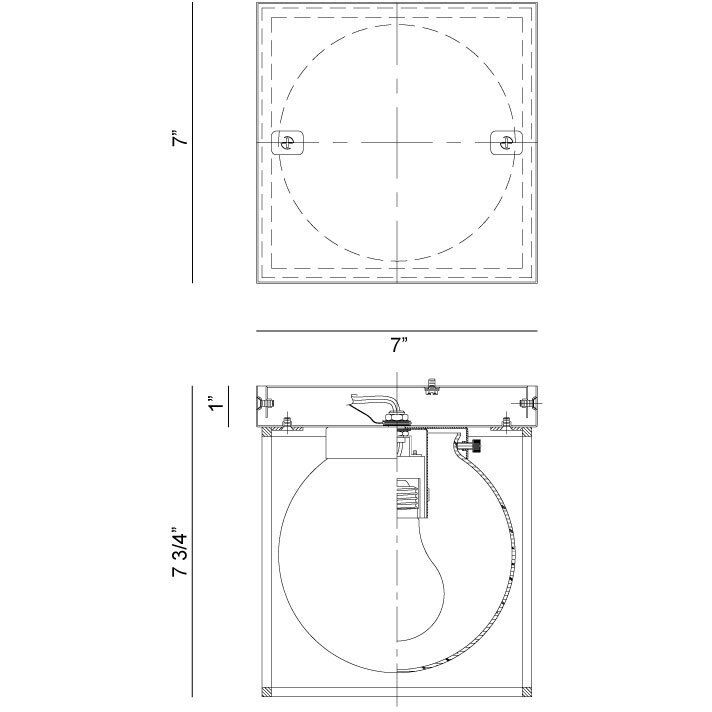 Squircle 1 Light 7 inch Chrome Flush Mount Ceiling Light