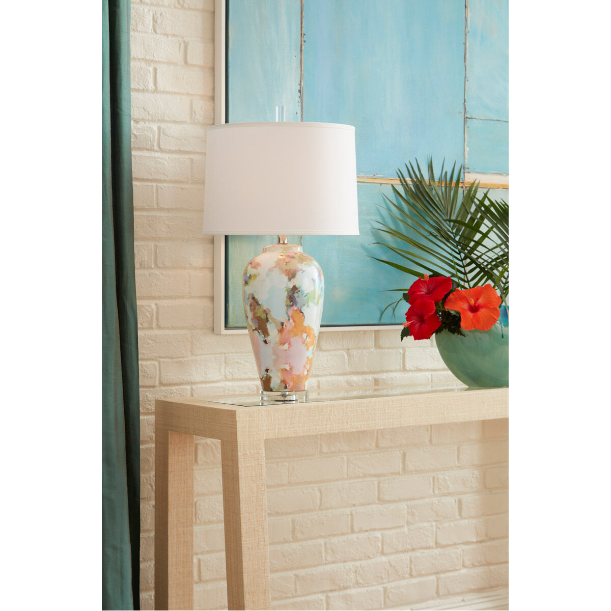 Laura Park Designs 31 inch 100 watt Multi Color Decal Table Lamp Portable Light