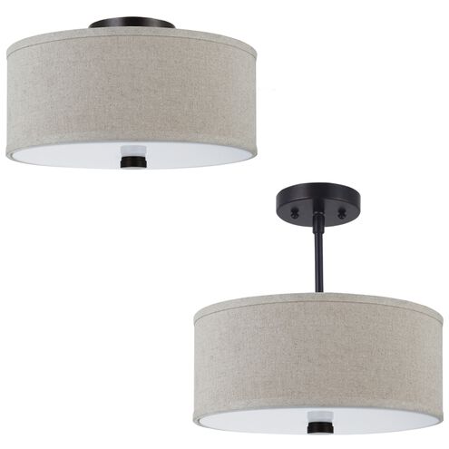 Dayna Shade Pendants 2 Light 14 inch Bronze Semi-Flush Mount Ceiling Light in Burnt Sienna