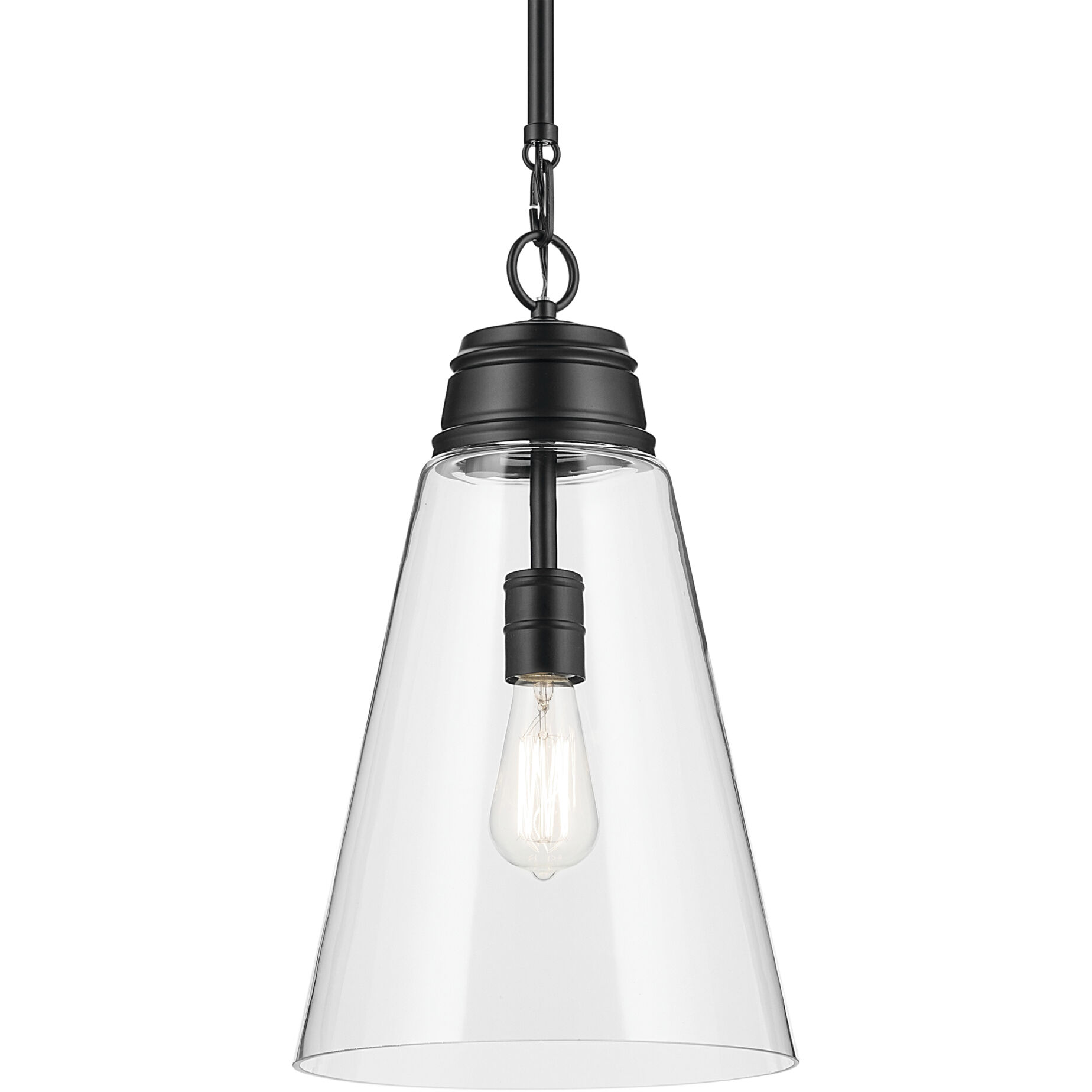 Marsailli 1 Light Black Pendant Ceiling Light in Clear, Medium