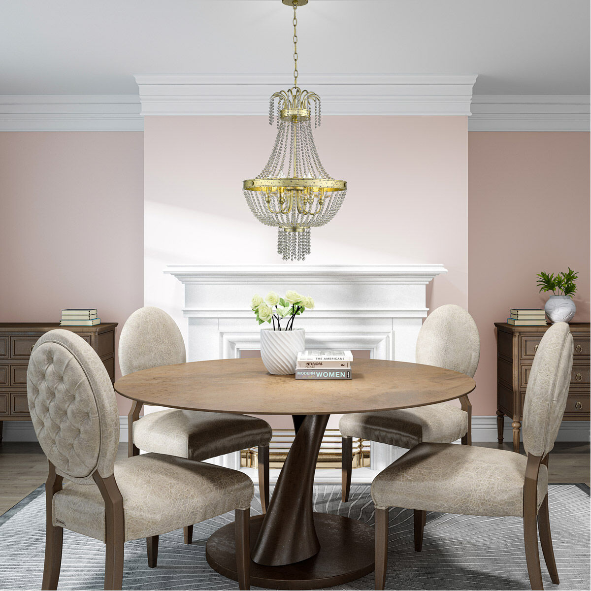 Valentina 6 Light 18 inch Hand Applied Winter Gold Pendant Ceiling Light