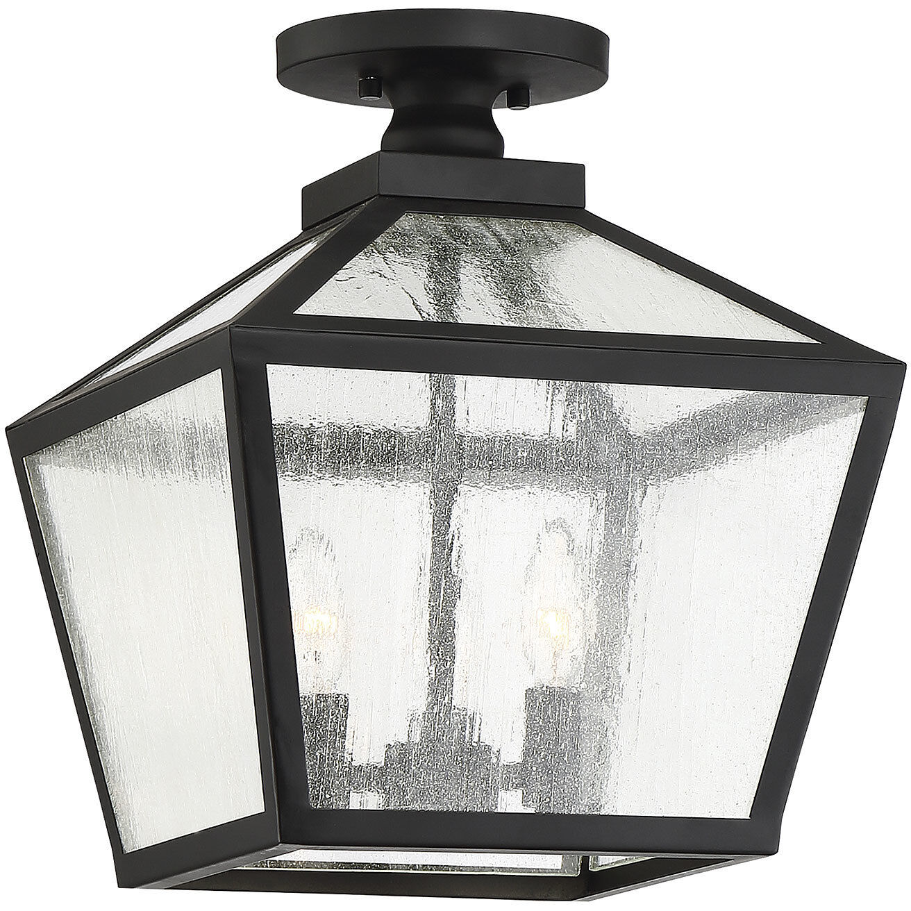Woodstock 3 Light 12 inch Black Outdoor Flush Mount
