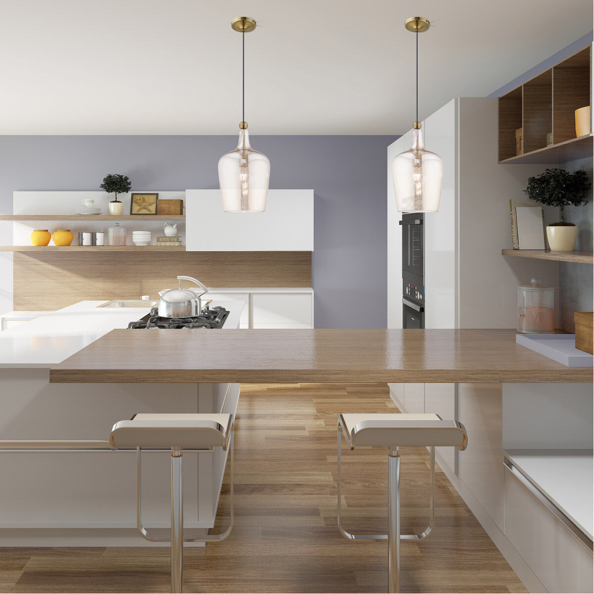 Art Glass 1 Light 9 inch Antique Brass Mini Pendant Ceiling Light