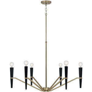 Enzo 6 Light 33 inch Aged Brass and Black Chandelier Ceiling Light