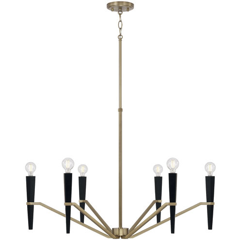 Enzo 6 Light 33 inch Aged Brass and Black Chandelier Ceiling Light