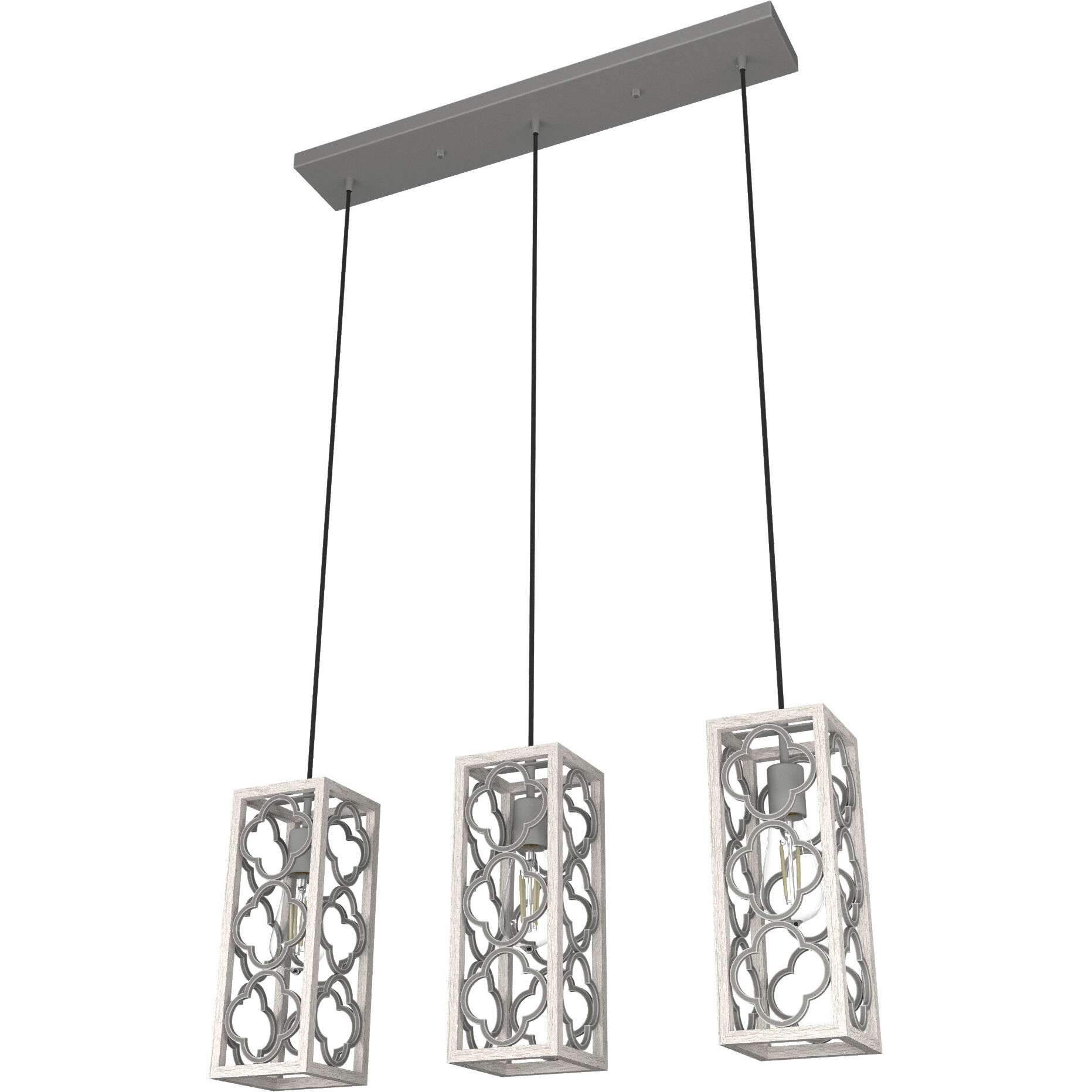 Gablecrest 3 Light 5 inch Distressed White Linear Cluster Pendant Ceiling Light
