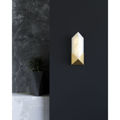 Caesar LED 4.63 inch Vintage Brass Bath Vanity Light Wall Light in Vintage Brass and Alabaster