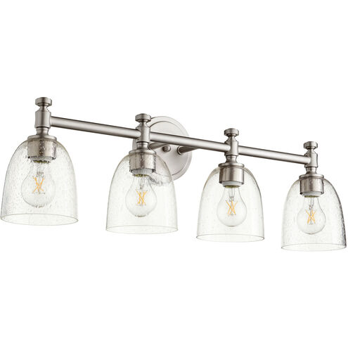 Rossington 4 Light 30 inch Satin Nickel Vanity Light Wall Light in Clear Seeded