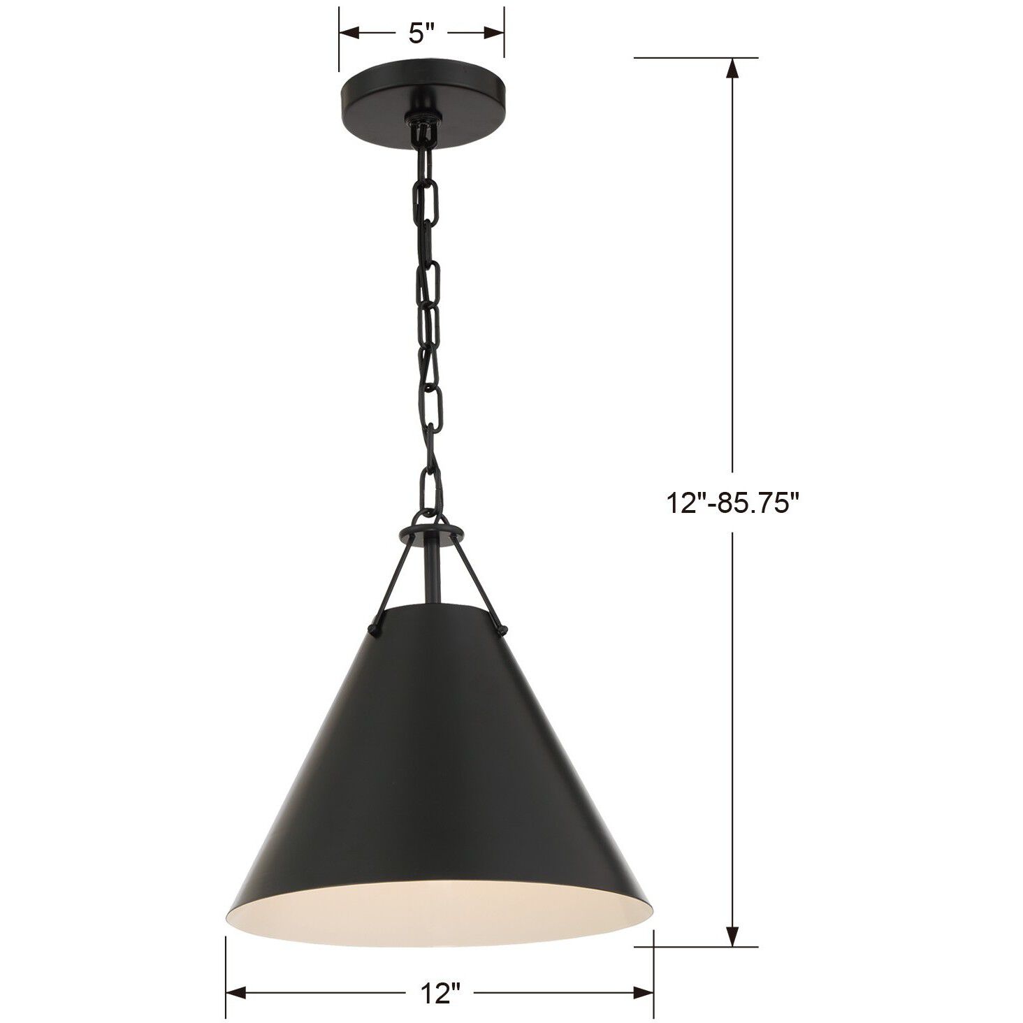 Xavier 1 Light 12 inch Matte Black Mini Pendant Ceiling Light