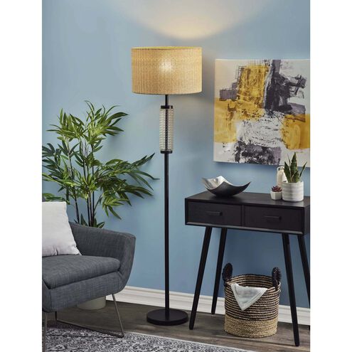 Delilah 64.5 inch 150.00 watt Black and Clear Textured Glass Floor Lamp Portable Light