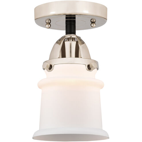 Nouveau 2 Small Canton 1 Light 5 inch Black Polished Nickel Semi-Flush Mount Ceiling Light in Matte White Glass