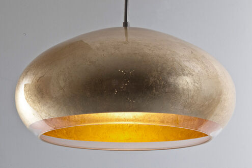 Brio 1 Light Bronze Pendant Ceiling Light in Gold Foil Glass, Halogen