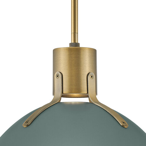 Argo LED 14 inch Sage Green with Lacquered Brass Indoor Pendant Ceiling Light