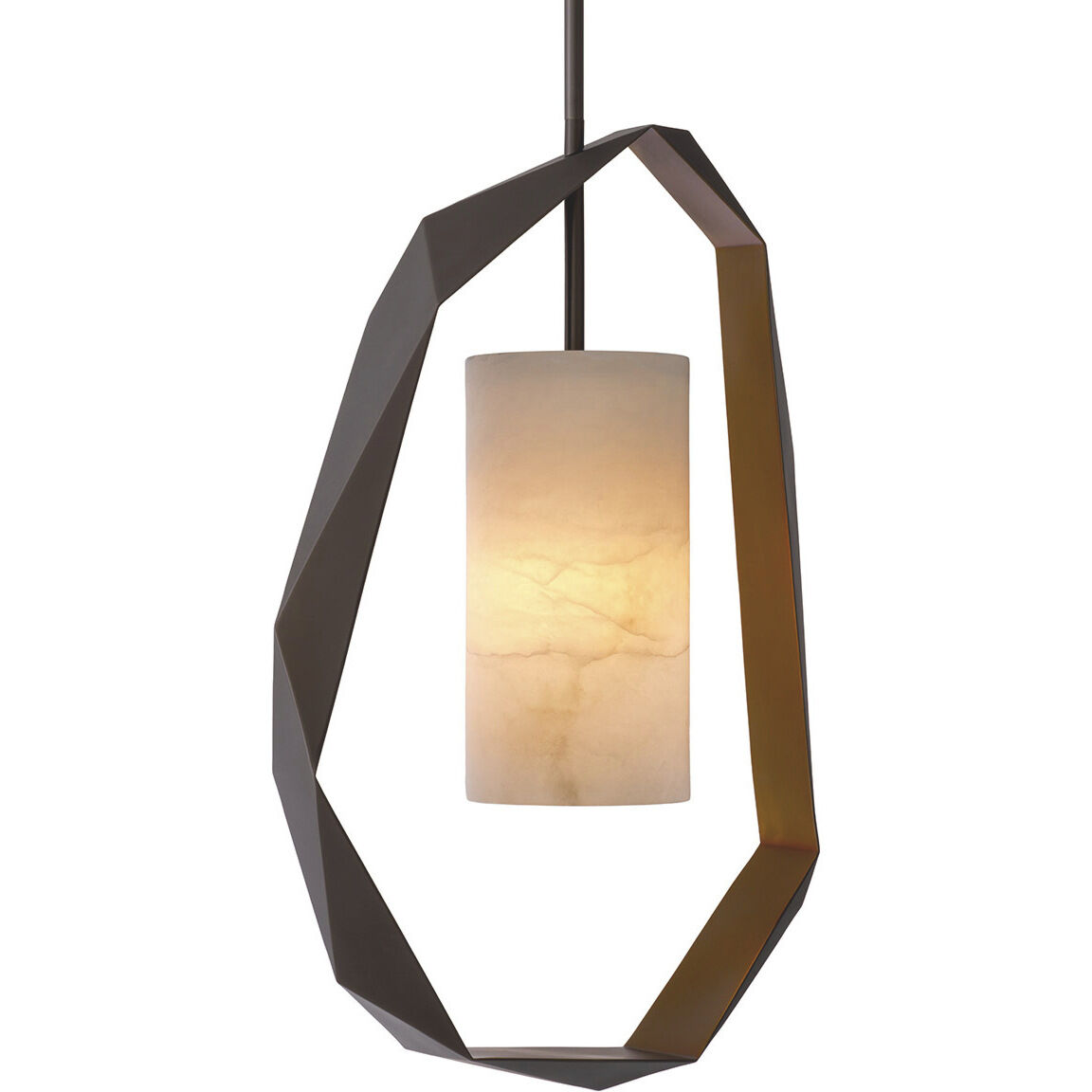 Santos 1 Light 20.08 inch Gunmetal with Antique Brass with Alabaster Chandelier Ceiling Light