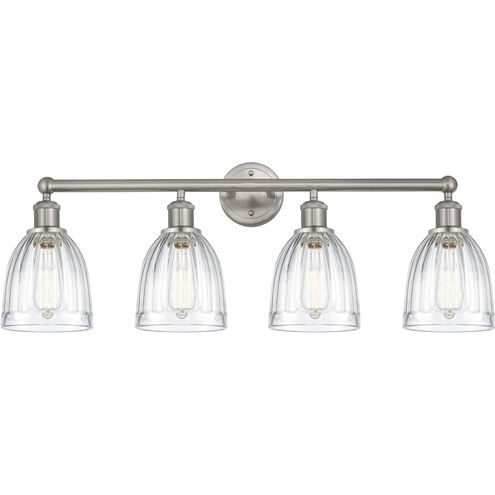 Edison Brookfield 4 Light 33 inch Brushed Satin Nickel Bath Vanity Light Wall Light in Clear Glass