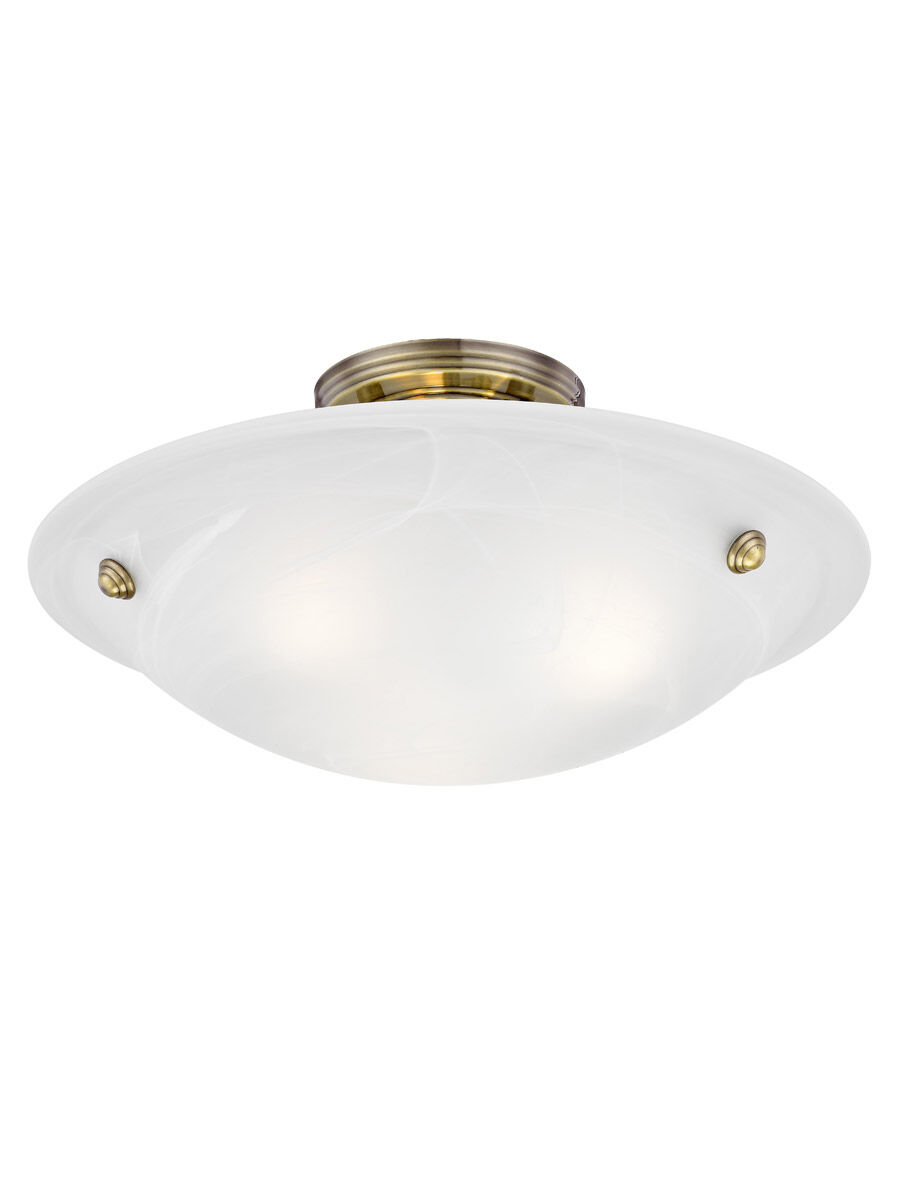 Oasis 3 Light 16 inch Antique Brass Semi-Flush Mount Ceiling Light