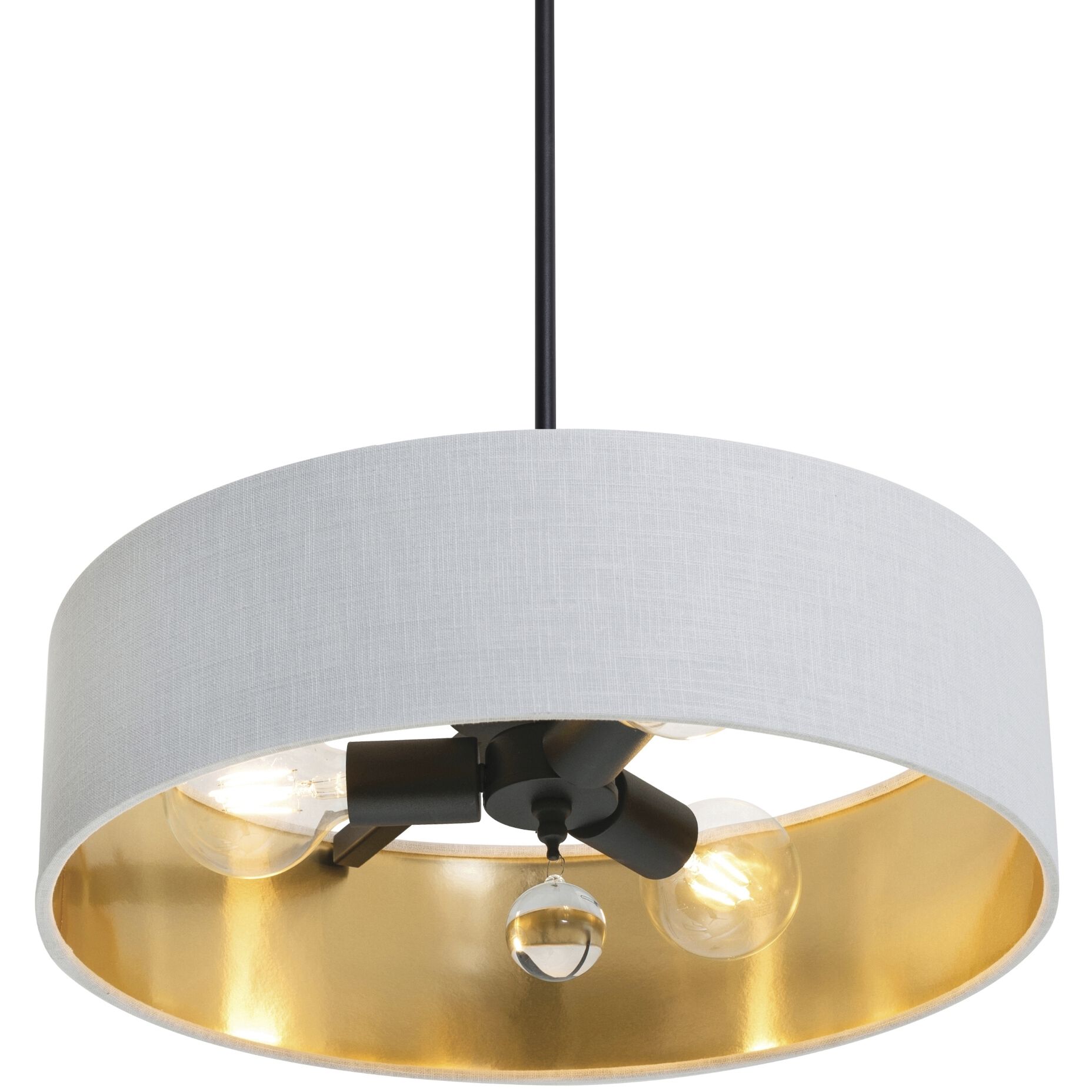 Celine 3 Light 18 inch Black Pendant Ceiling Light in White/Gold, Dual Mount