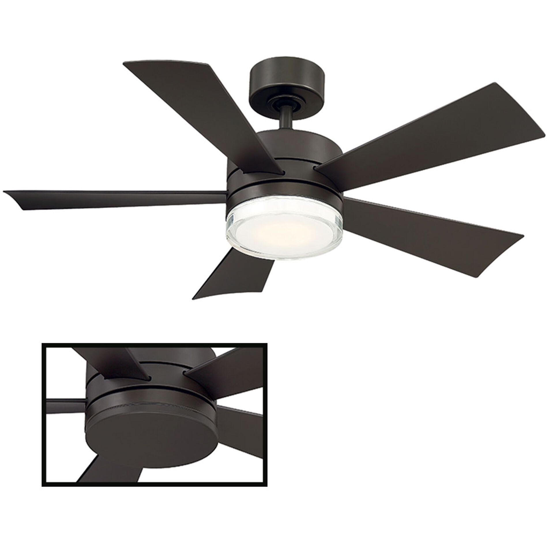 Wynd 42 inch Bronze Downrod Ceiling Fan in 3000K, Smart Ceiling Fan