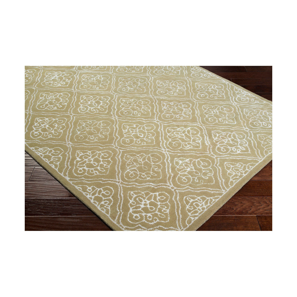 Modern Classics 96 X 30 inch Green and Neutral Runner, Wool
