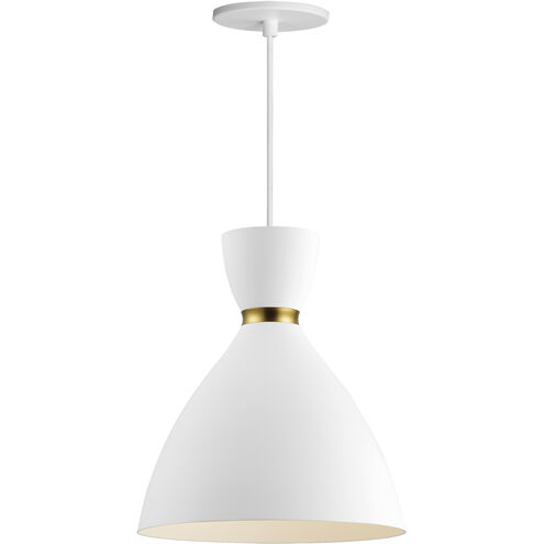 Carillon 1 Light 10.5 inch White with Satin Brass Mini Pendant Ceiling Light in White and Satin Brass