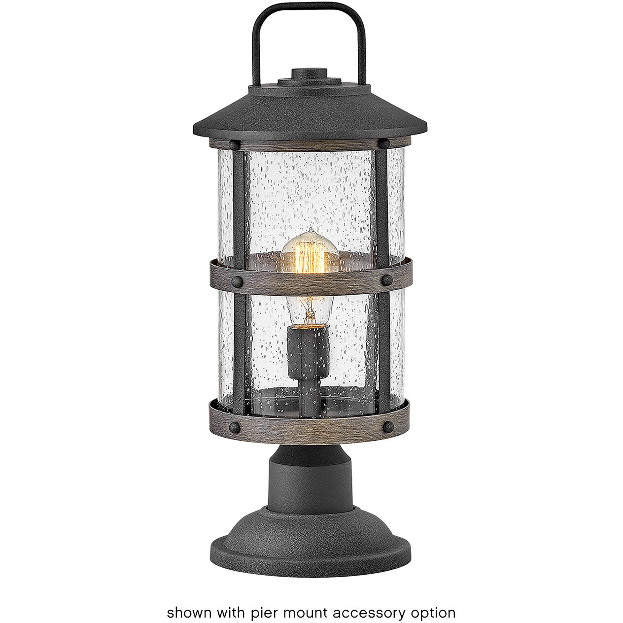 Estate Series Lakehouse 1 Light 18.75 inch Aged Zinc with Driftwood Gray Outdoor Post Mount Lantern in Non-LED