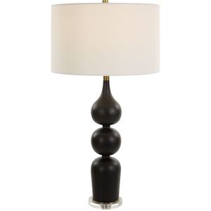 Caviar 32.75 inch 150.00 watt Matte Black and Antique Brass with Crystal Table Lamp Portable Light