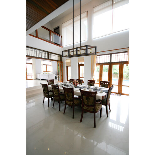 Kirkland 10 Light 56 inch Rustic Mahogany Linear Chandelier Ceiling Light