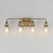 Hudson 4 Light 28.25 inch Natural Aged Brass Bath Vanity Wall Light in Clear