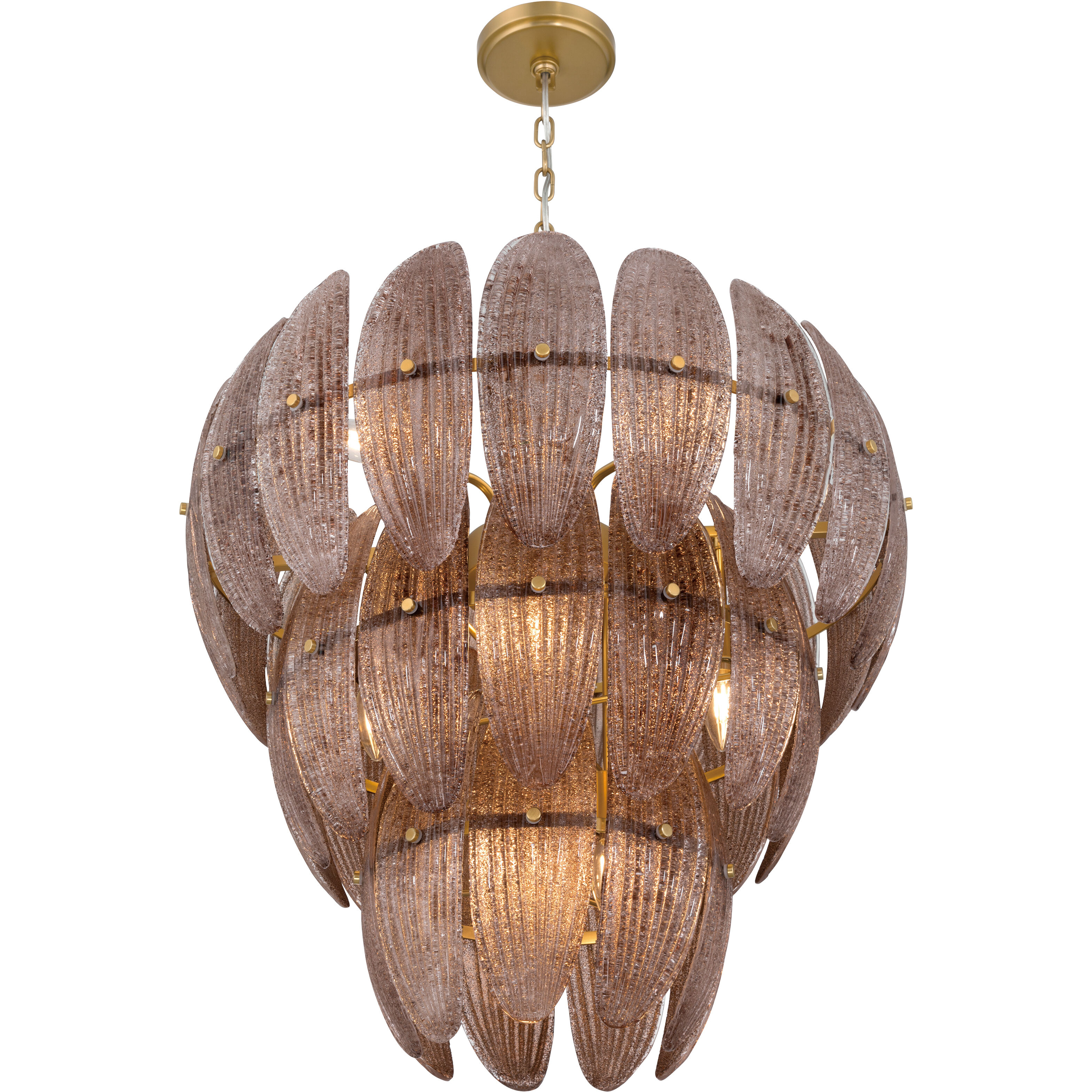 Marclaire 11 Light 26.5 inch Legacy Brass Pendant Ceiling Light in Brown Textured Handmade Glass