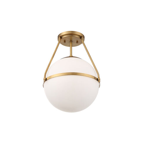 Mid-Century Modern 1 Light 13.25 inch Natural Brass Semi-Flush Ceiling Light
