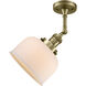 Franklin Restoration Large Bell LED 8 inch Antique Brass Sconce Wall Light in Matte White Glass, Franklin Restoration