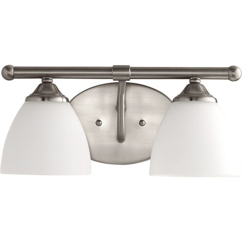 Brooks 2 Light 15 inch Satin Nickel Vanity Light Wall Light, Satin Opal
