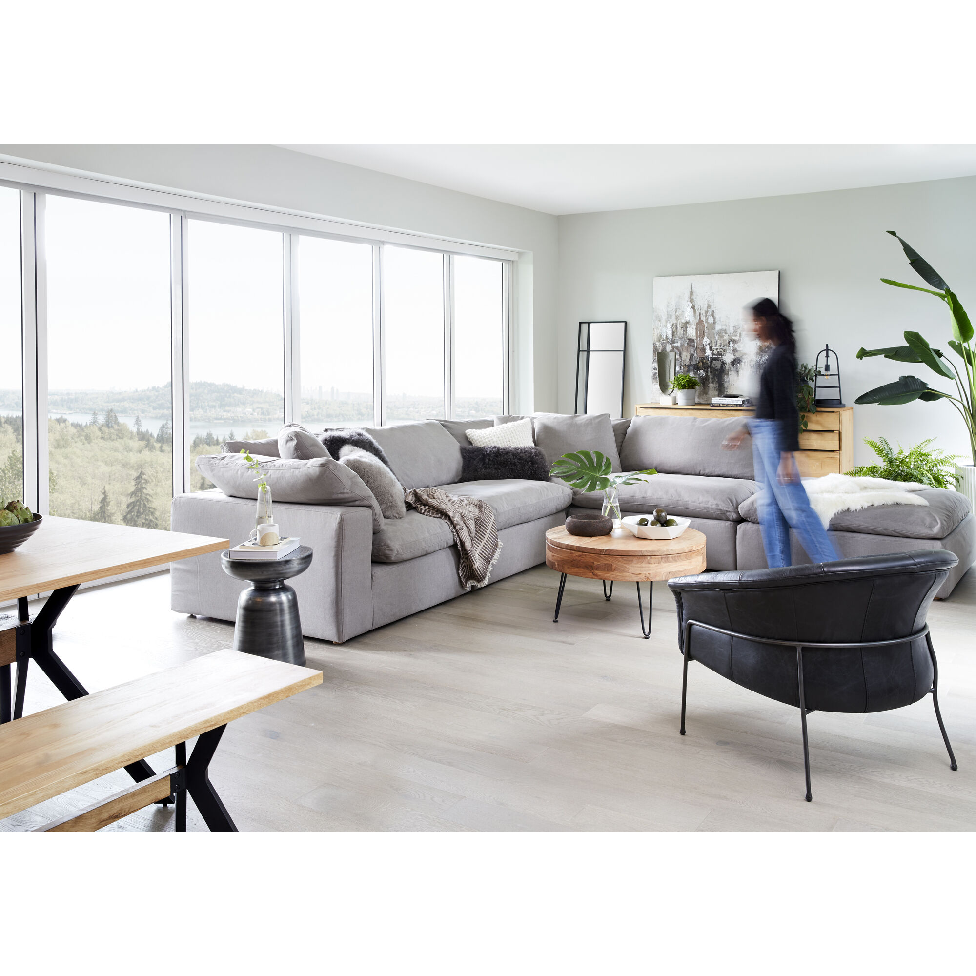 Grid 65 X 20 inch Black Mirror