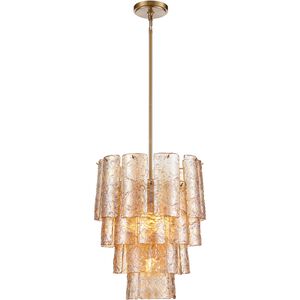 Fire and Ice 5 Light 16.75 inch Lacquered Gold Chandelier Ceiling Light in Champagne Glass