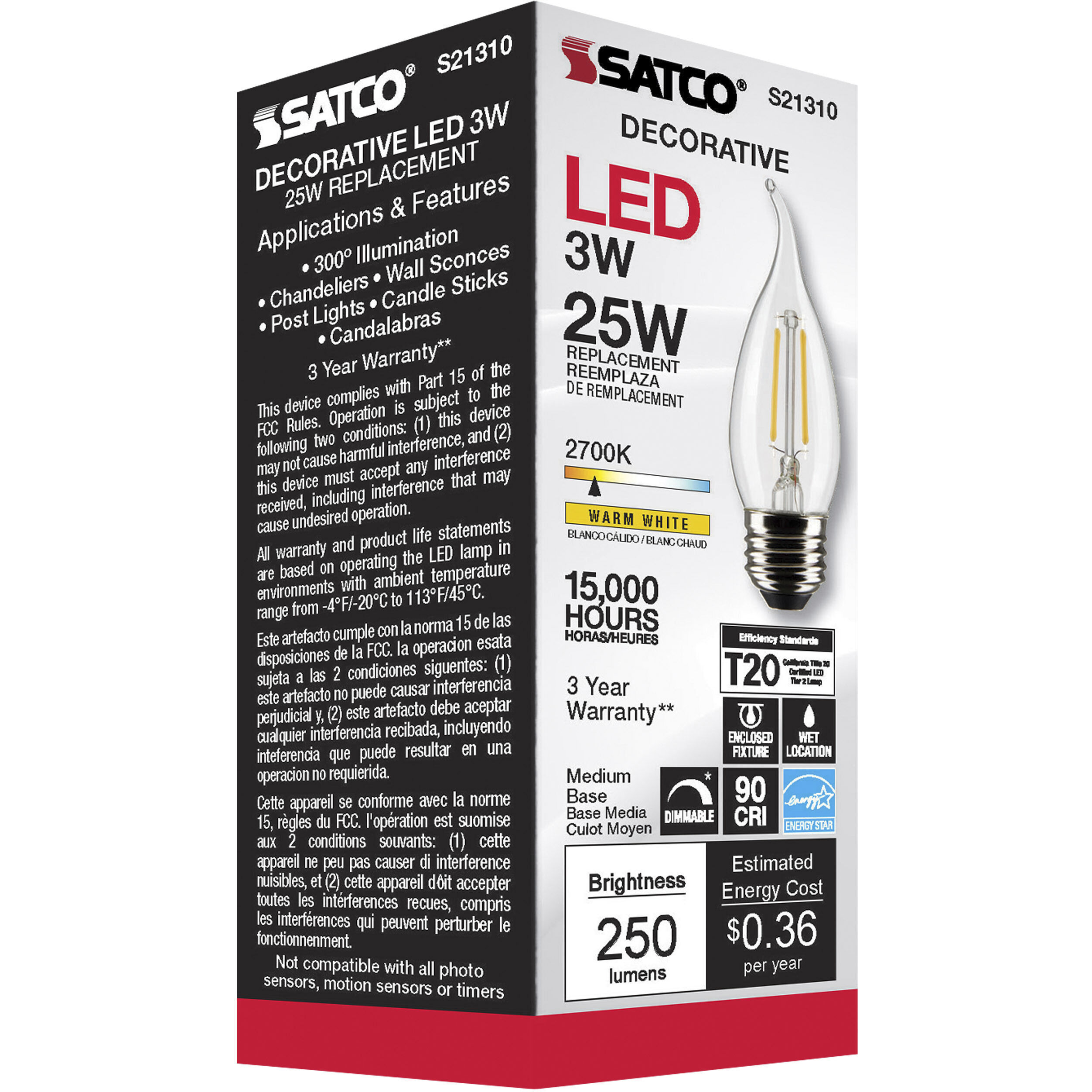 Lumos LED Medium Medium 3.00 watt 2700K LED Filament