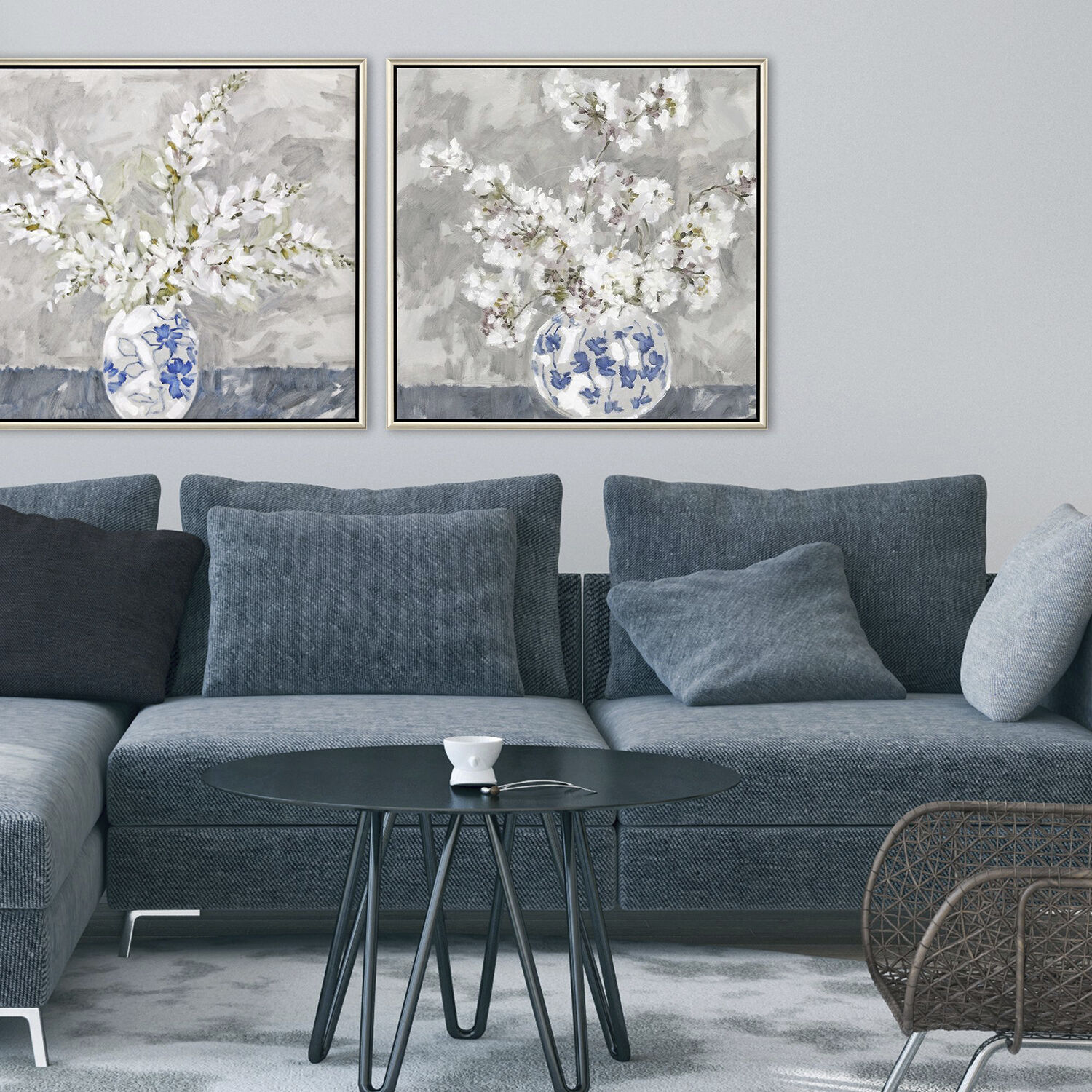 Calm Moment White and Blue and Gray and Multi Canvas
