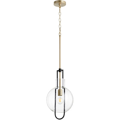 Fort Worth 1 Light 10 inch Noir and Aged Brass Pendant Ceiling Light