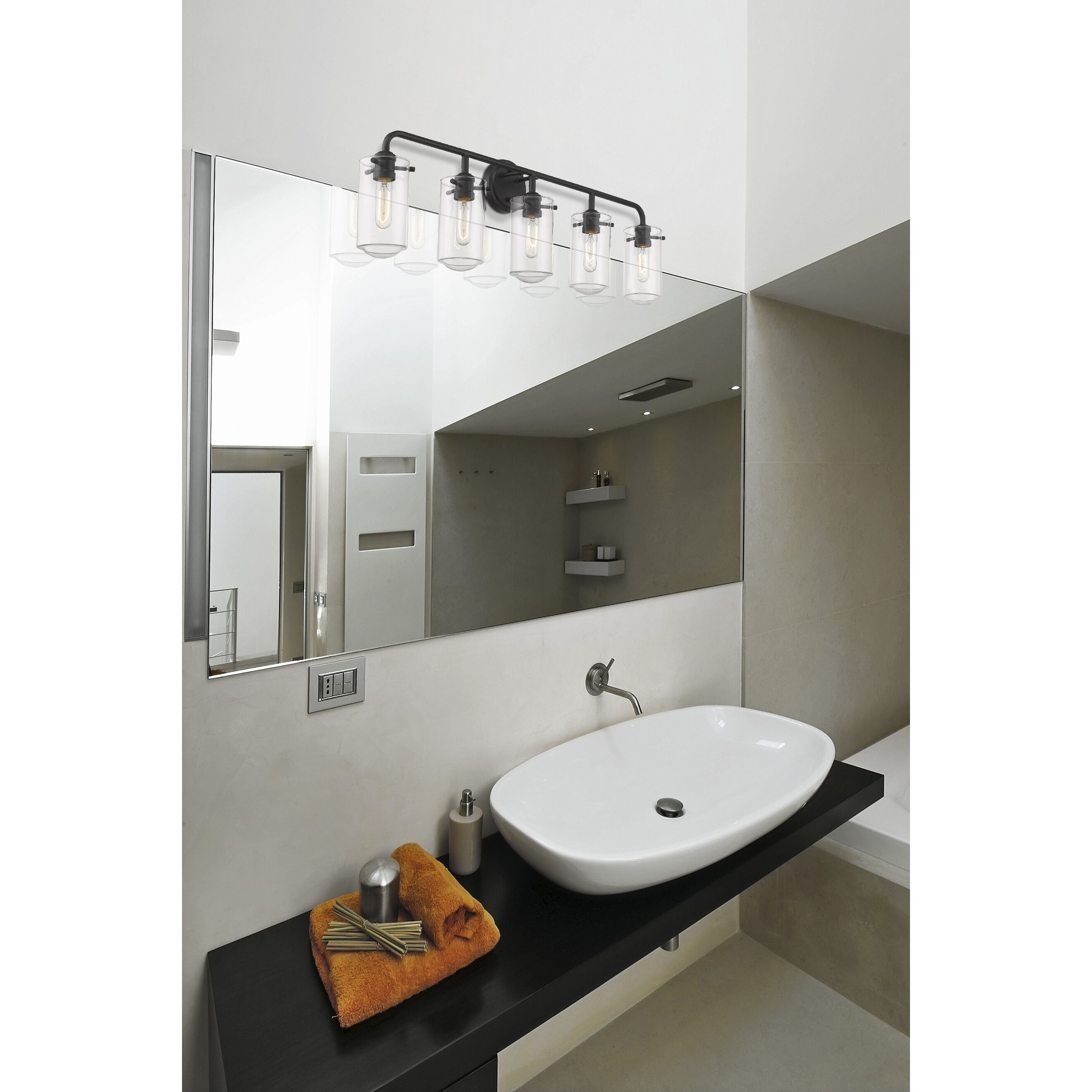 Delaney 5 Light 38 inch Matte Black Vanity Wall Light