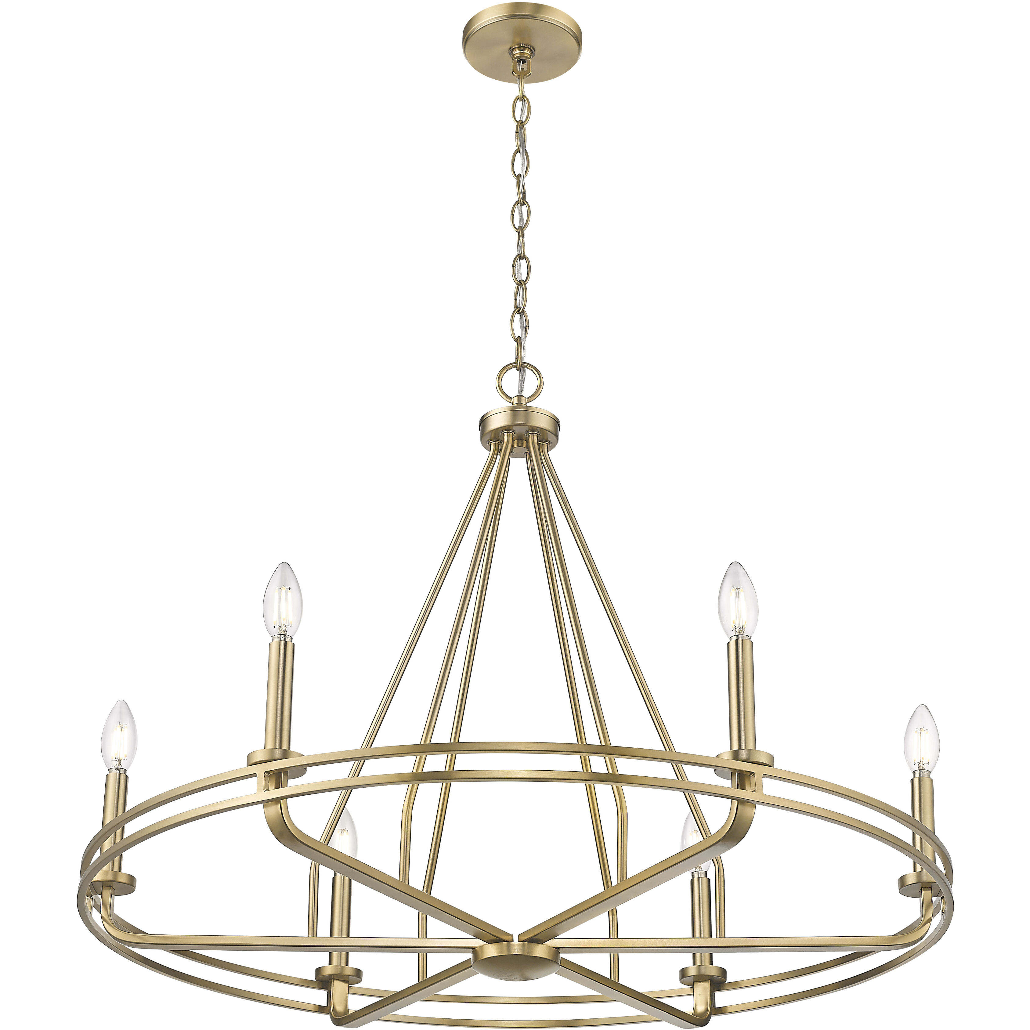 Jody 6 Light 32.5 inch Vintage Brass Chandelier Ceiling Light