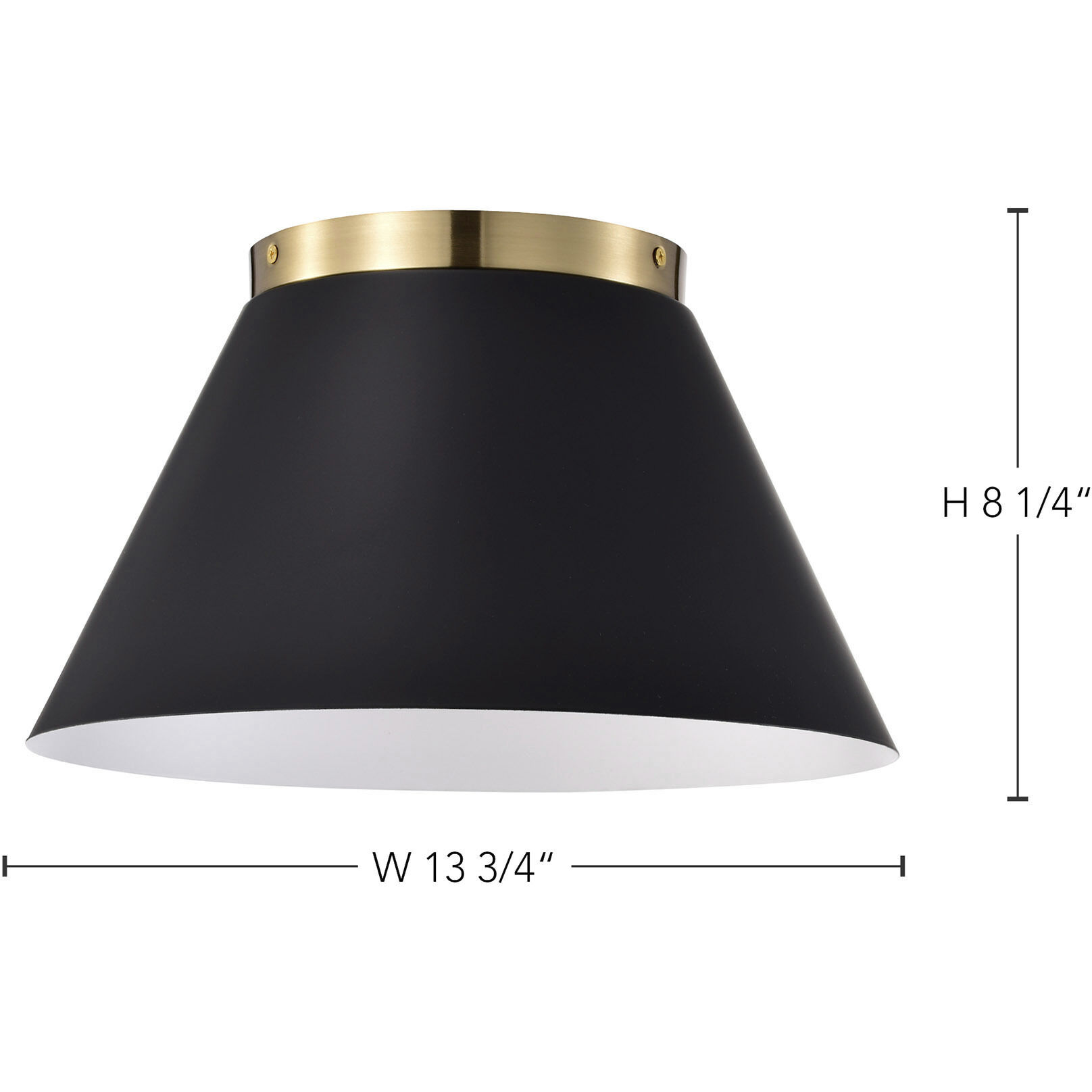 Dover 2 Light 14 inch Black/Vintage Brass Flush Ceiling Light