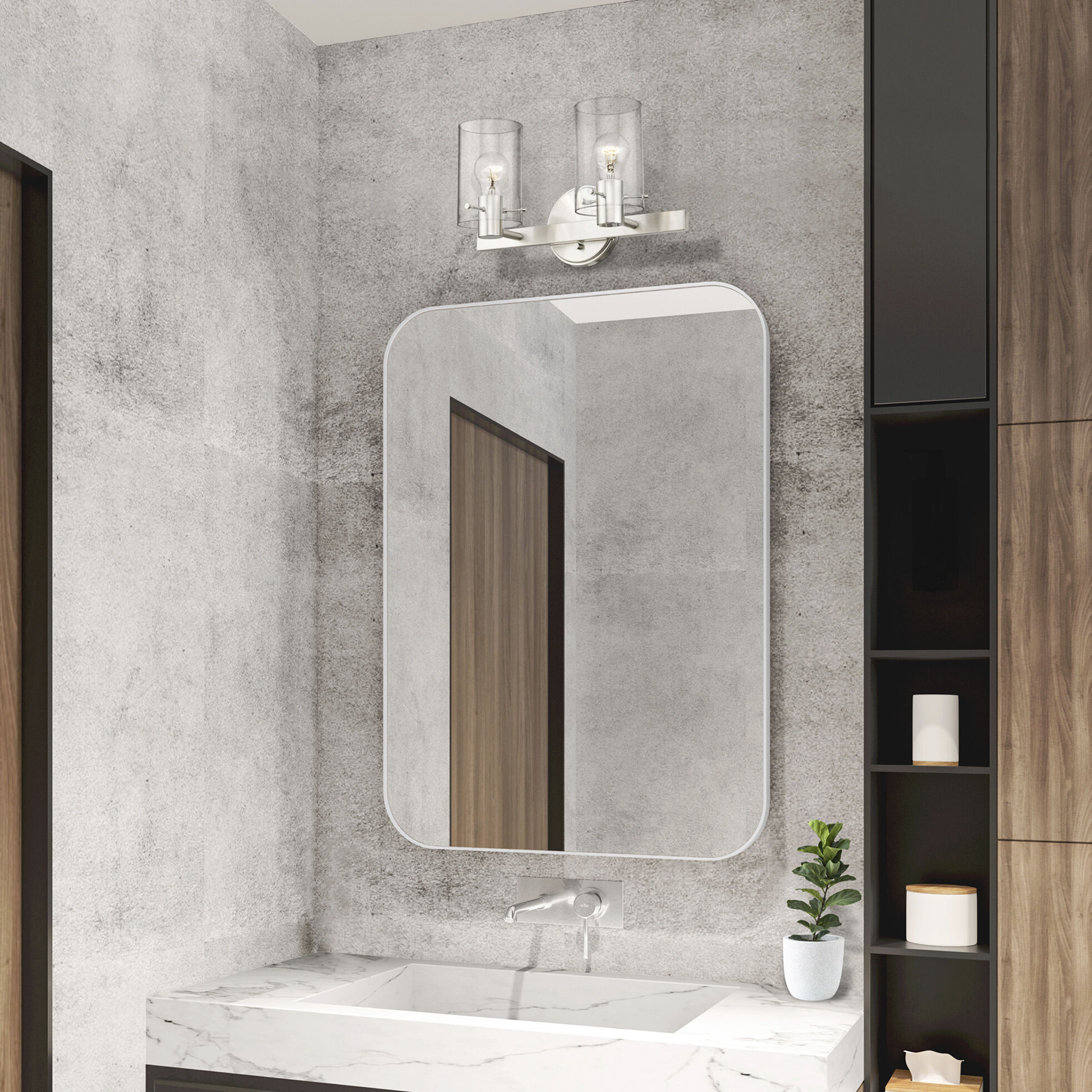 Munich 2 Light 15 inch Brushed Nickel Vanity Sconce Wall Light