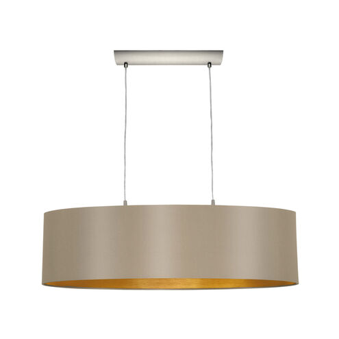 Maserlo 2 Light 31 inch Matte Nickel Pendant Ceiling Light, Cappucino and Gold Shade