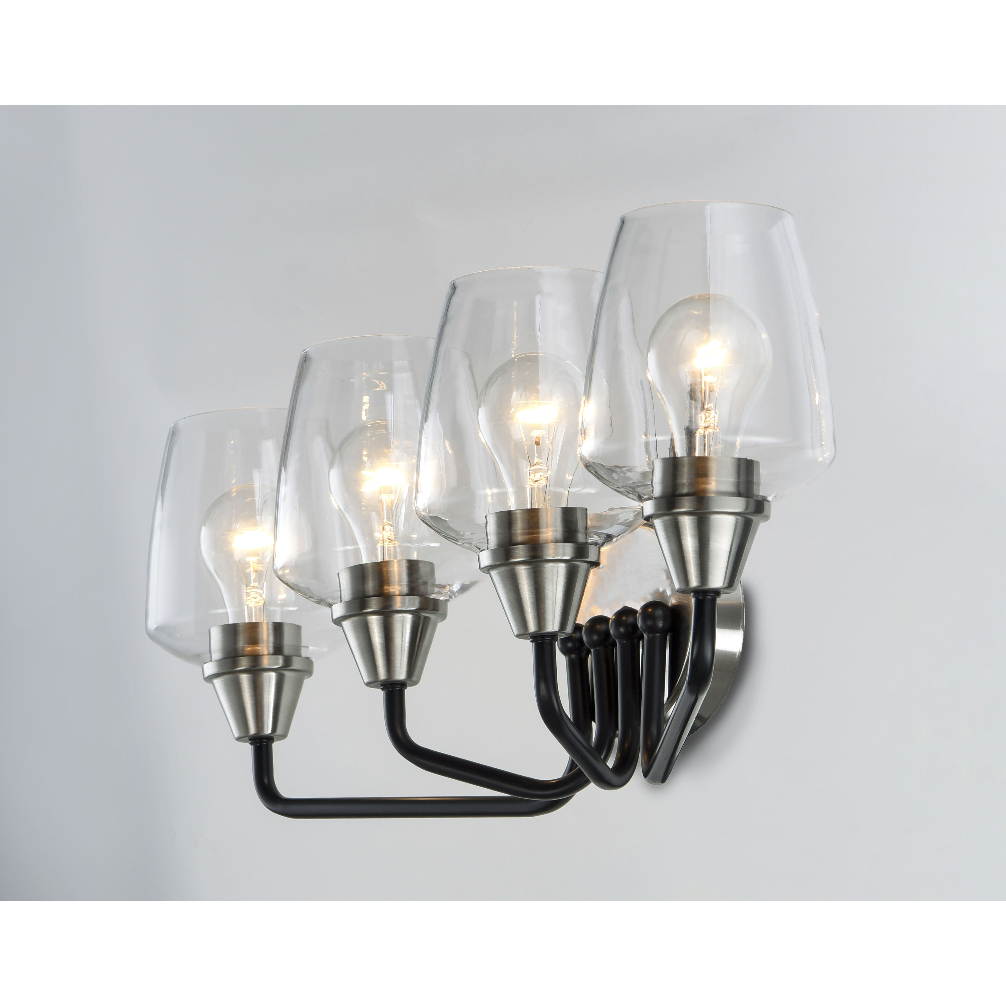Goblet 4 Light 26 inch Black/Satin Nickel Bath Vanity Wall Light in Black and Satin Nickel